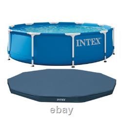 Metal Frame Above Ground Swimming Pool with 10 Foot Round Swimming Pool Cover