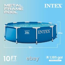 Metal Frame Above Ground Swimming Pool with 10 Foot Round Swimming Pool Cover