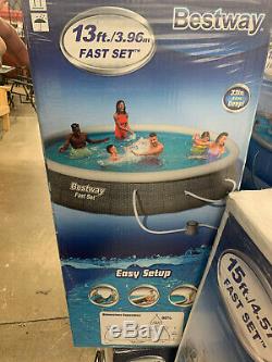 NEW BESTWAY FAST SET SWIMMING POOL 13' x 33 with TRI-TECH ENHANCED 3 PLY LINER