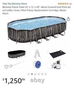 NEW Bestway above ground Pool 24'x12'x48 sandfilter, Cover, Ladder, pump, solar