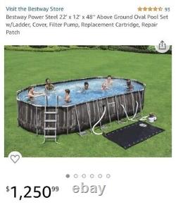 NEW Bestway above ground Pool 24'x12'x48 sandfilter, Cover, Ladder, pump, solar