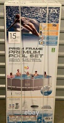 NEW Intex 15ft X 48in Prism Frame Premium Above Ground Pool Set