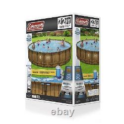 New Power Steel 22 Ft x 52 in Round Above Ground Pool Set Brown