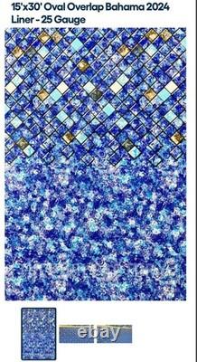 Ocean Blue 15x30 Oval Overlap Bahama Pool Liner 25 Gauge? Brand New! $529 Retail