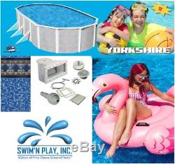 Oval 18' x 33' x 52 Above Ground Steel Swimming Pool with Uni-Bead Liner/Skimmer