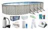 Oval Meadows Swimming Pool Kit with Overlap Liner, Sand Filter, A-Frame Ladder