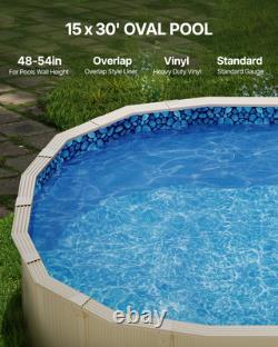 Oval Pool Liner 15x30ft Overlap Style Pool Liner 54in Wall Height Durable