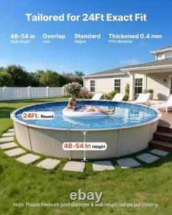 Overlap Pool Liner for 24-Foot Round Pools Snug Install with Anti-Slip Backing