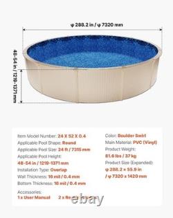 Overlap Pool Liner for 24-Foot Round Pools Snug Install with Anti-Slip Backing