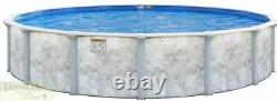 POOL 24' ROUND x 52 Above Ground Galvanized Steel Pump Filter Blue Liner Ladder