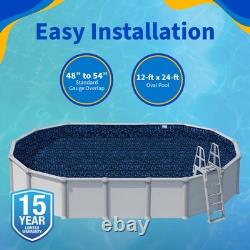 Pool Liner 12 ft x 24 Overlap Oval Above Ground Steel Wall Blue Wave Evening