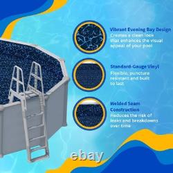 Pool Liner 12 ft x 24 Overlap Oval Above Ground Steel Wall Blue Wave Evening