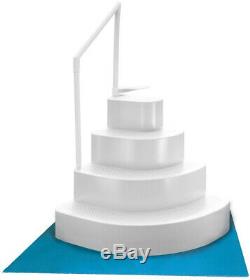 Pool Steps Above Ground White Wedding Cake Non-Skid Treads With Liner Pad