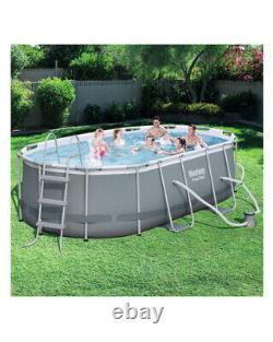 Power Steel 13.91' X 8.2' X 39.5 Oval Frame Pool Set