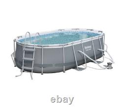 Power Steel 13.91' X 8.2' X 39.5 Oval Frame Pool Set