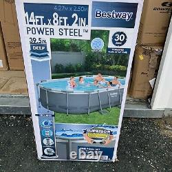 Power Steel 13.91' X 8.2' X 39.5 Oval Frame Pool Set