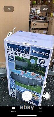 Power Steel 13.91' X 8.2' X 39.5 Oval Frame Pool Set