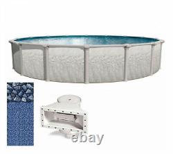 Riviera Above Ground Swimming Pool with Coastal Rock Liner & Skimmer Choose Size