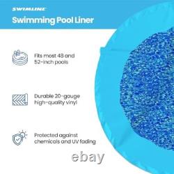 Round Above Ground Swimming Pool Liner Long Lasting Wall Overlap Blue
