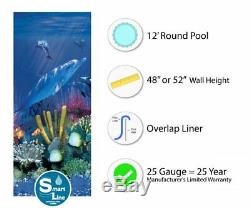 SmartLine 12' Round Overlap Antilles Above Ground Swimming Pool Liner 25 Gauge