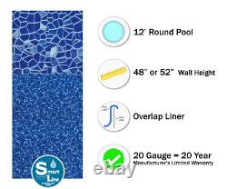 SmartLine 12' Round Overlap Cracked Glass Swimming Pool Liner 20 Gauge
