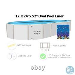 SmartLine 12' x 24' x 52 Oval Unibead 20 Gauge Above Ground Swimming Pool Liner