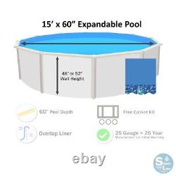 SmartLine 15' Round Overlap 60 Expandable Swimming Pool Liner Choose Pattern