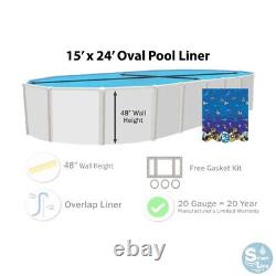 SmartLine 15' x 24' x 48 Oval Unibead 20 Gauge Pool Liner (Choose Pattern)