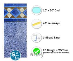 SmartLine 15' x 30' x 48 Oval Unibead Mosaic Swimming Pool Liner 25 Gauge
