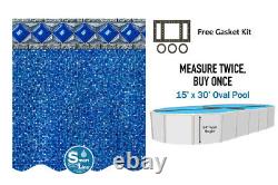 SmartLine 15 x 30 x 54 Oval Above Ground Swimming Pool Unibead Liner 25 Gauge