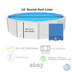 SmartLine 16' Round Overlap 20 Gauge Swimming Pool Liner (Choose Pattern)