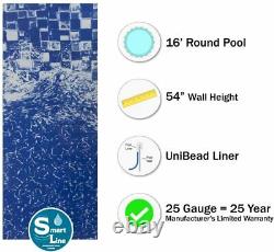 SmartLine 16' x 54 Round Tidal Surge Unibead Swimming Pool Liner 25 Gauge