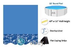 SmartLine 18' Round Overlap Swirl Bottom 25 Gauge Swimming Pool Liner with Coping