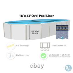 SmartLine 18' x 33' x 48 Oval Unibead 25 Gauge Above Ground Swimming Pool Liner