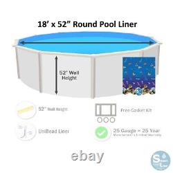 SmartLine 18' x 52 Round Unibead 25 Gauge Swimming Pool Liner Choose Pattern