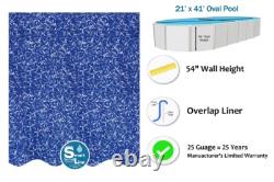 SmartLine 21' x 41' x 54 Oval Overlap Sunlight Swimming Pool Liner 25 Gauge
