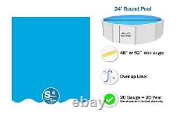 SmartLine 24' Round Overlap Blue Above Ground Swimming Pool Liner 20 Gauge