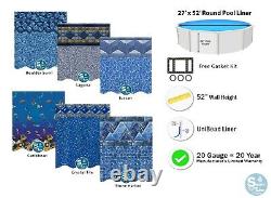 SmartLine 27' x 52 Round Unibead 20 Gauge Swimming Pool Liner Choose Pattern