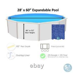 SmartLine 28' Round Overlap 60 Expandable Swimming Pool Liner 25 Gauge