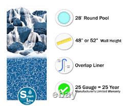 SmartLine 28' Round Overlap Waterfall Swimming Pool Liner 25 Gauge