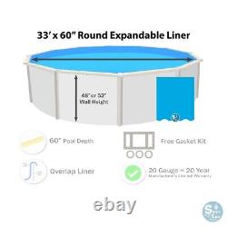 SmartLine 33' Round Overlap 60 Expandable Swimming Pool Liner 25 Gauge