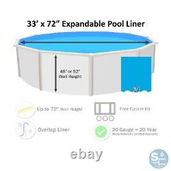 SmartLine 33' Round Overlap 72 Expandable Swimming Pool Liner Choose Pattern