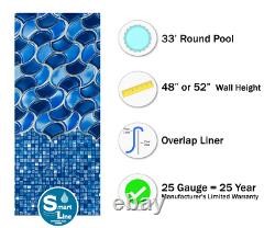 SmartLine 33' Round Overlap Swimming Pool Liner 48/52 Wall Height 25 Gauge