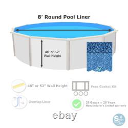 SmartLine 8' Round Overlap 20 Gauge Swimming Pool Liner (Choose Pattern)