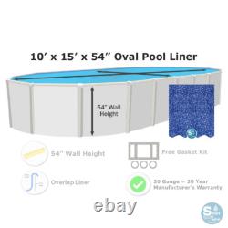 Smartline 10' x 15' x 54 Oval 20 Gauge Overlap Above Ground Swimming Pool Liner