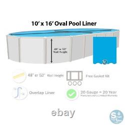 Smartline 10' x 16' Oval Swimming Pool 20 Gauge Overlap Liner (Choose Pattern)