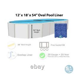 Smartline 12' x 18' Oval Swimming Pool 20 Gauge Overlap Liner (Choose Pattern)