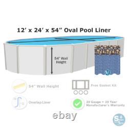 Smartline 12' x 24' x 54 Oval 20 Gauge Overlap Above Ground Swimming Pool Liner