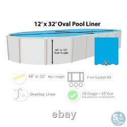 Smartline 12' x 32' Oval Swimming Pool 25 Gauge Overlap Liner (Choose Pattern)