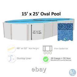 Smartline 15' x 25' Oval 30 Gauge Swimming Pool Overlap Liner (Choose Pattern)